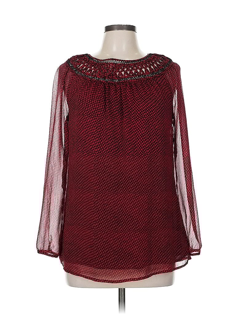 Pre-owned Coldwater Creek Long Sleeve Blouse In Burgundy