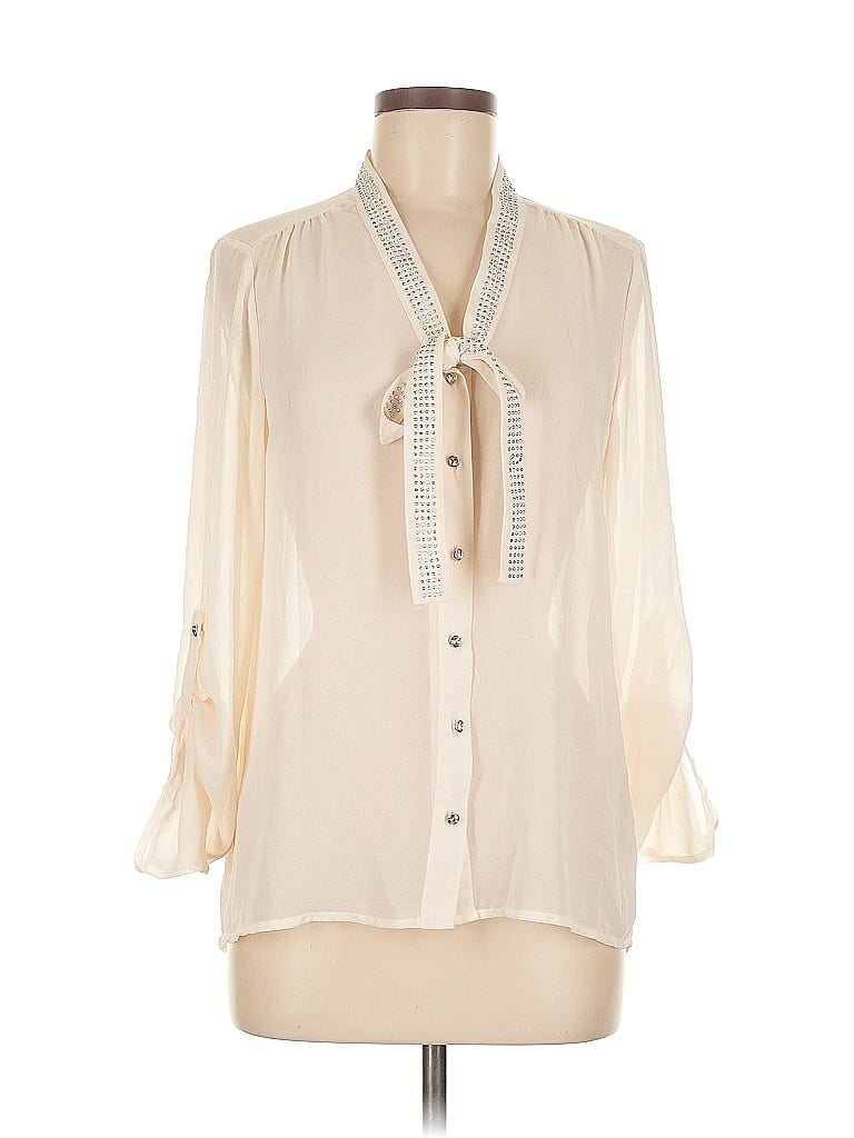 Pre-owned Studio Y 3/4 Sleeve Blouse In White