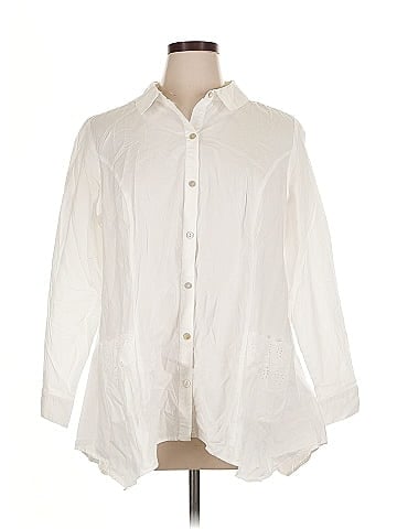 LOGO by Lori Goldstein 3/4 Sleeve Button-Down Shirt (view 1)