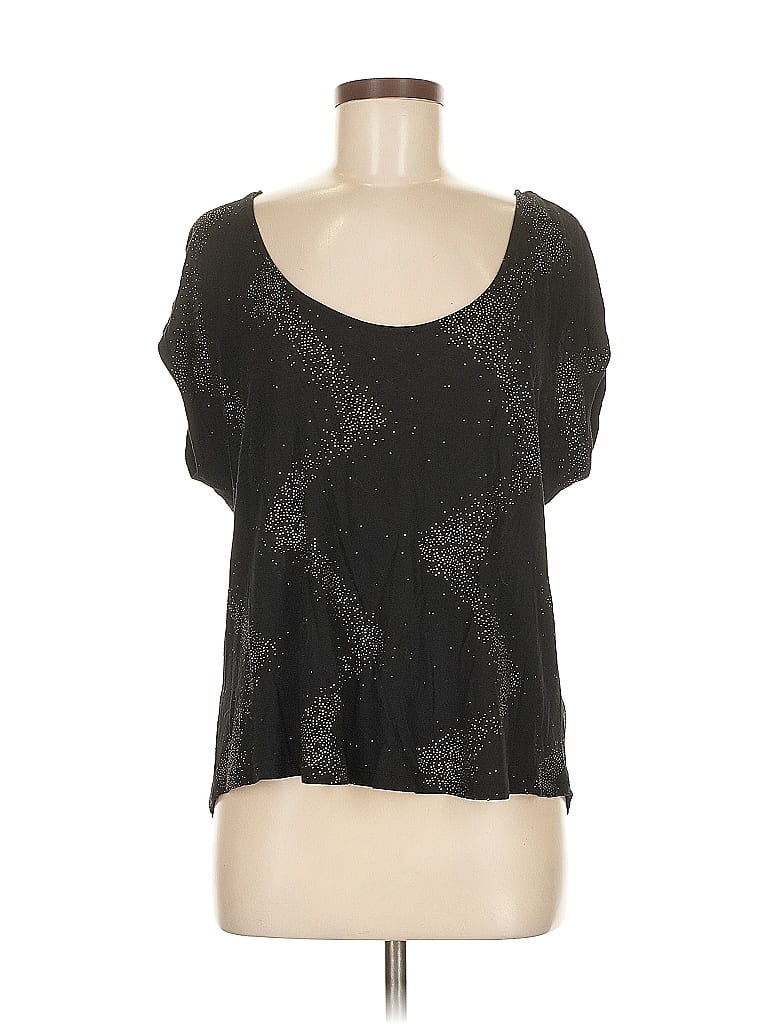 Pre-owned Jennifer Lopez Short Sleeve Top Black Scoop Neck Tops