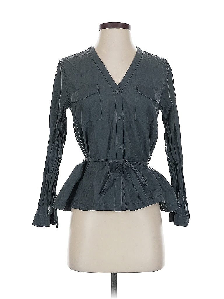 Pre-owned Gap 3/4 Sleeve Blouse In Gray