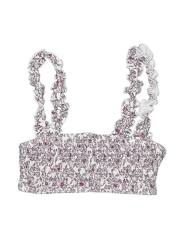 Pre-owned Primark Swimsuit Top Purple Tweed Pattern Swimwear