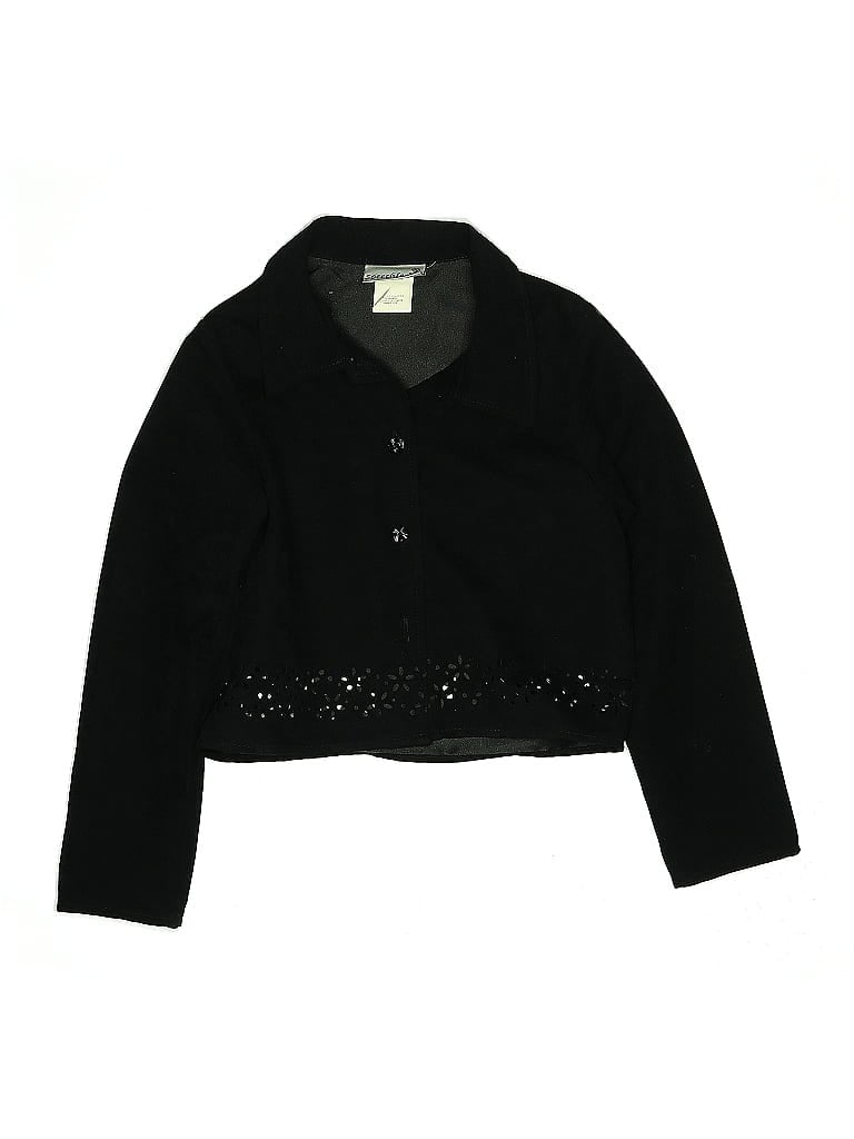 Click to view more detailed imagery on our partner's website Pre-owned Speechless Kids' Long Sleeve Top Black Collared Neckline Tops