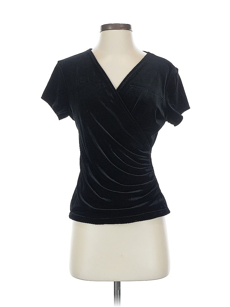 Pre-owned R&k Evening Short Sleeve Top Black V Neck Tops
