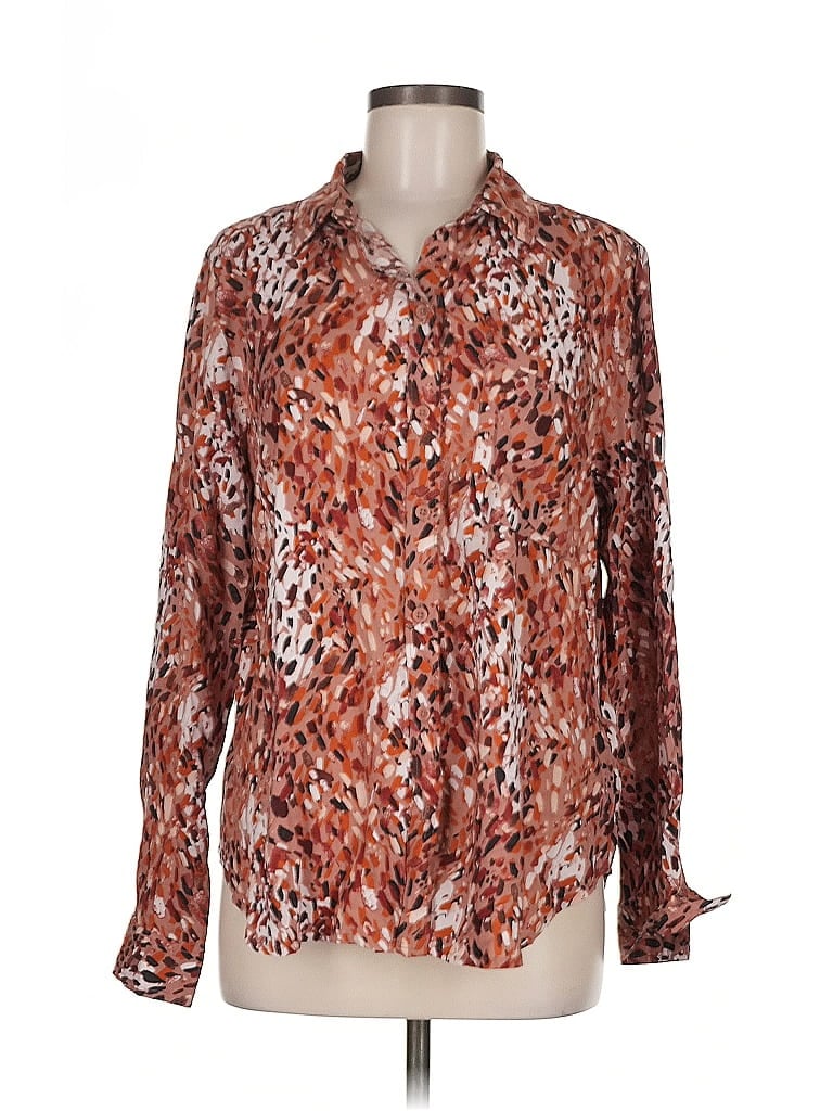 Pre-owned Beachlunchlounge Long Sleeve Blouse In Brown