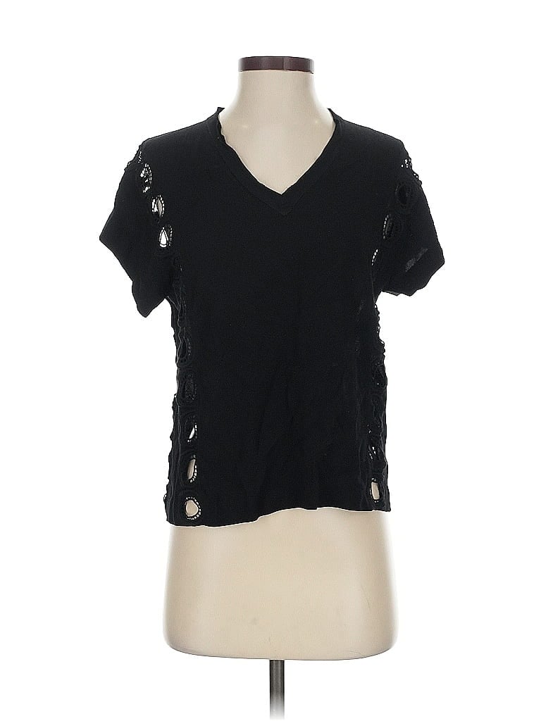 SANDRO Pre-owned Short Sleeve Top Black V Neck Tops
