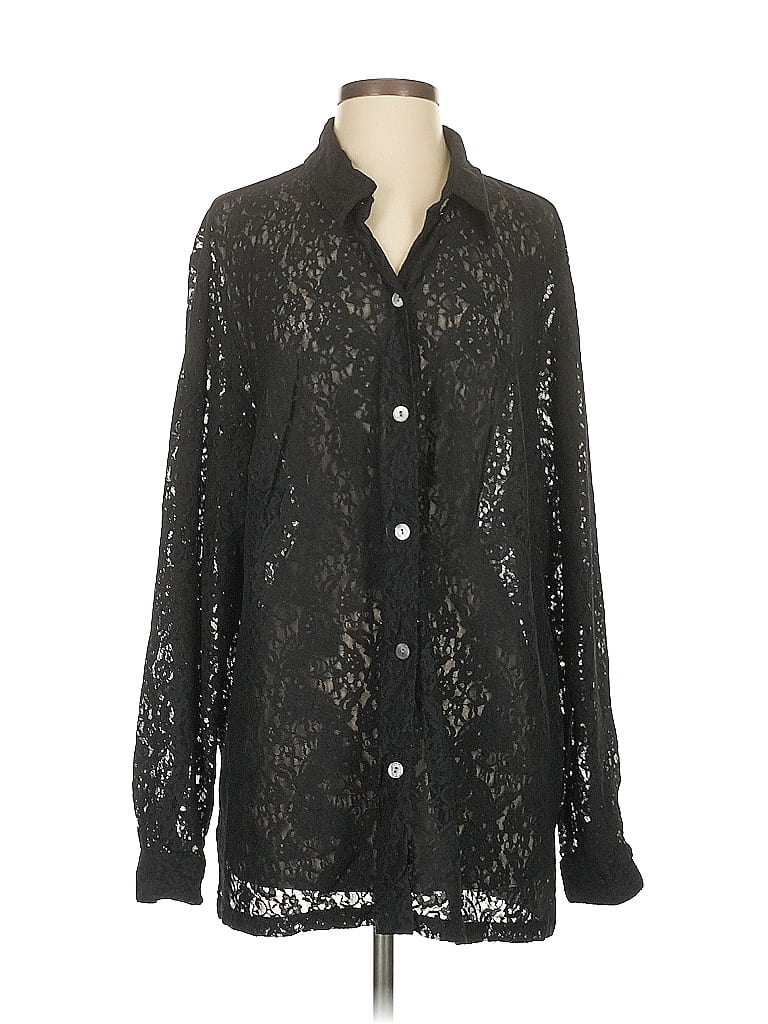 Pre-owned Josephine Chaus Long Sleeve Blouse In Black