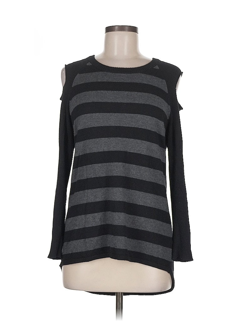 Click to view more detailed imagery on our partner's website Pre-owned Central Park West Long Sleeve Top Gray Cold Shoulder Neckline Tops