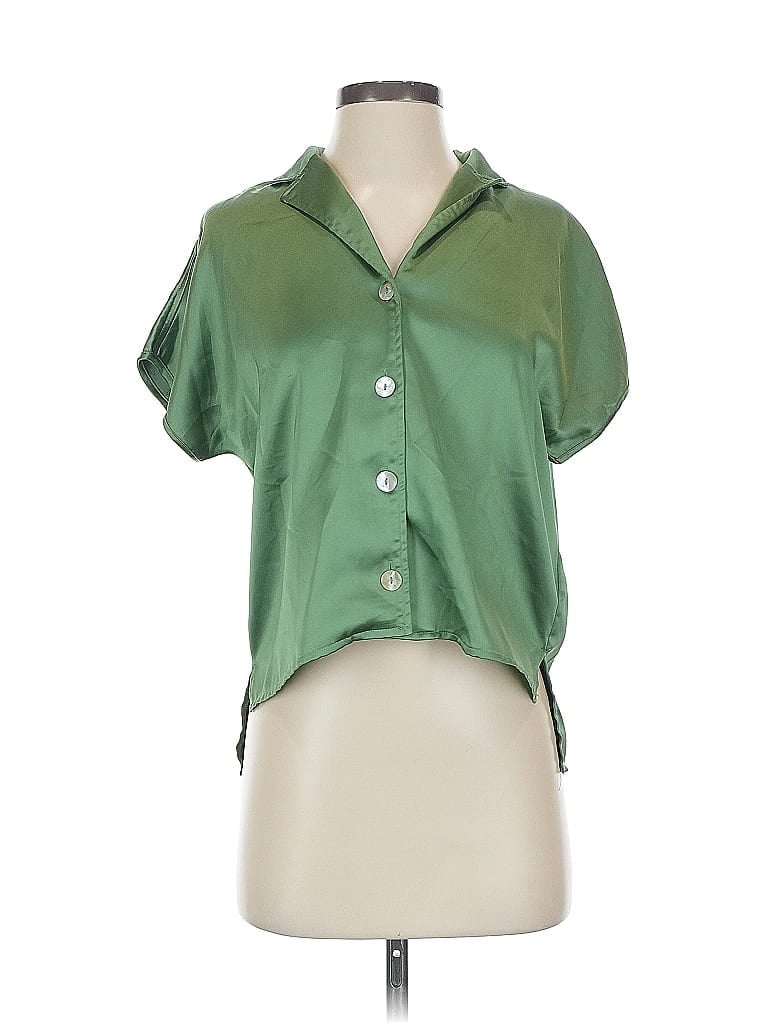 Pre-owned Rachel Zoe Tjx Short Sleeve Blouse In Green