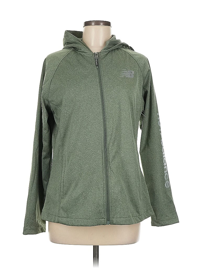 Pre-owned New Balance Zip Up Hoodie In Green