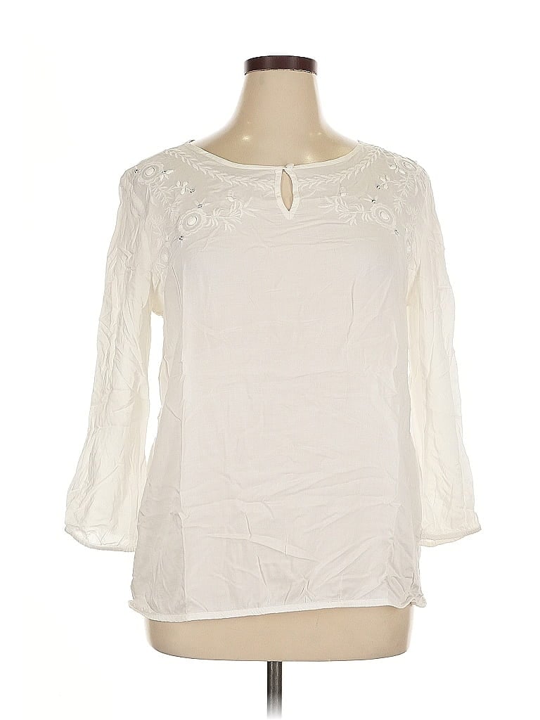 Pre-owned New York And Company 3/4 Sleeve Blouse In White