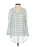 Joie Checkered-gingham Plaid Blue 3/4 Sleeve Blouse Size XXS - photo 1