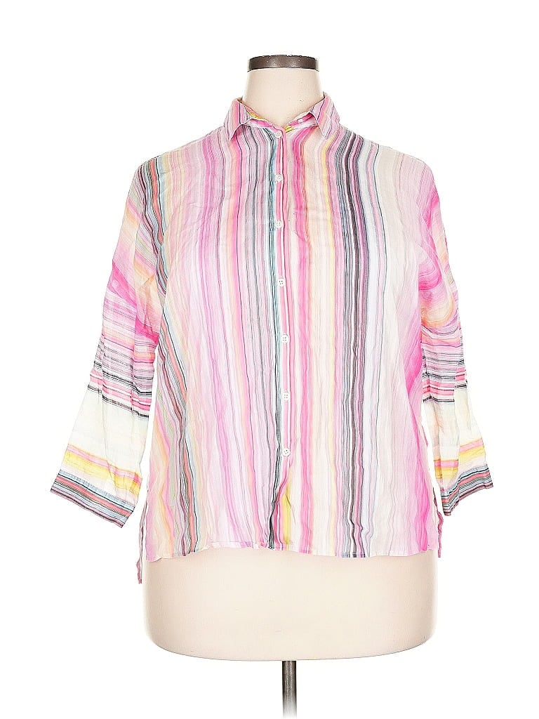 Pre-owned Basler 3/4 Sleeve Button Down Shirt In Pink