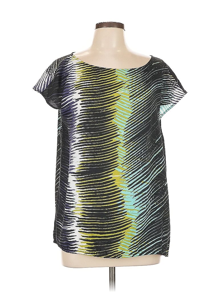 Pre-owned Ann Taylor Loft Short Sleeve Blouse In Silver