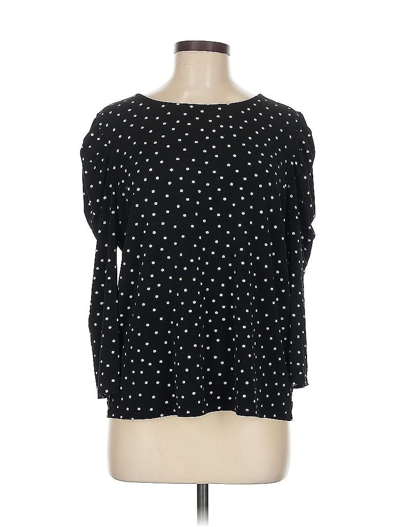Pre-owned Adrianna Papell Long Sleeve Blouse In Black