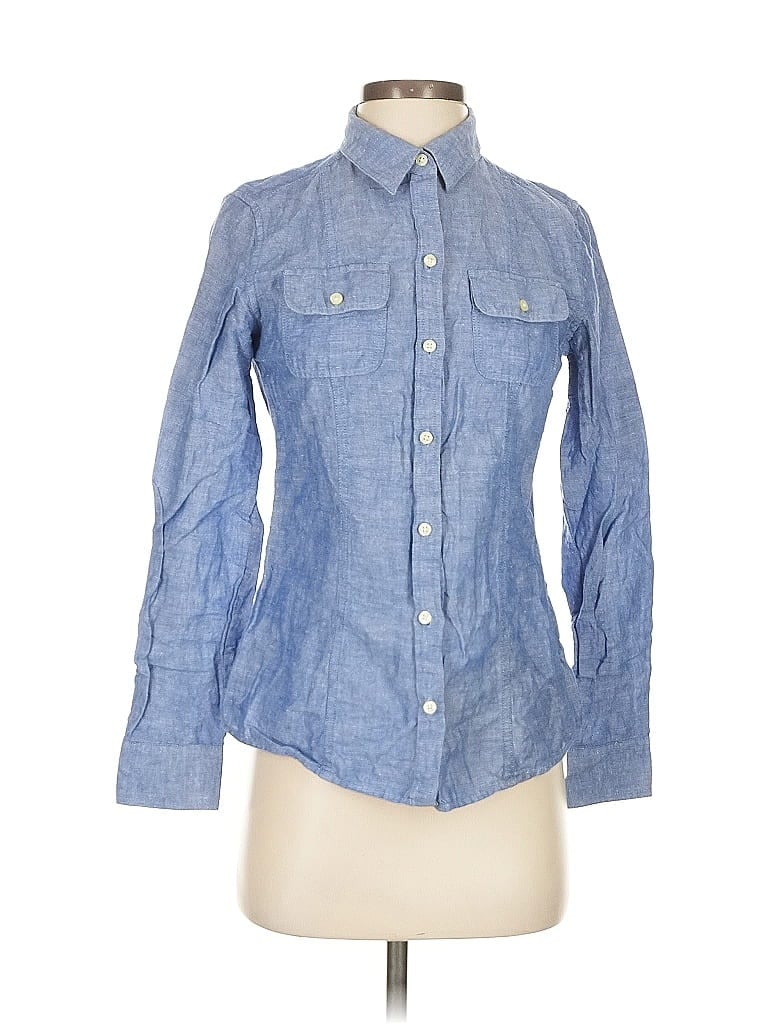 Pre-owned Banana Republic Long Sleeve Button Down Shirt In Blue