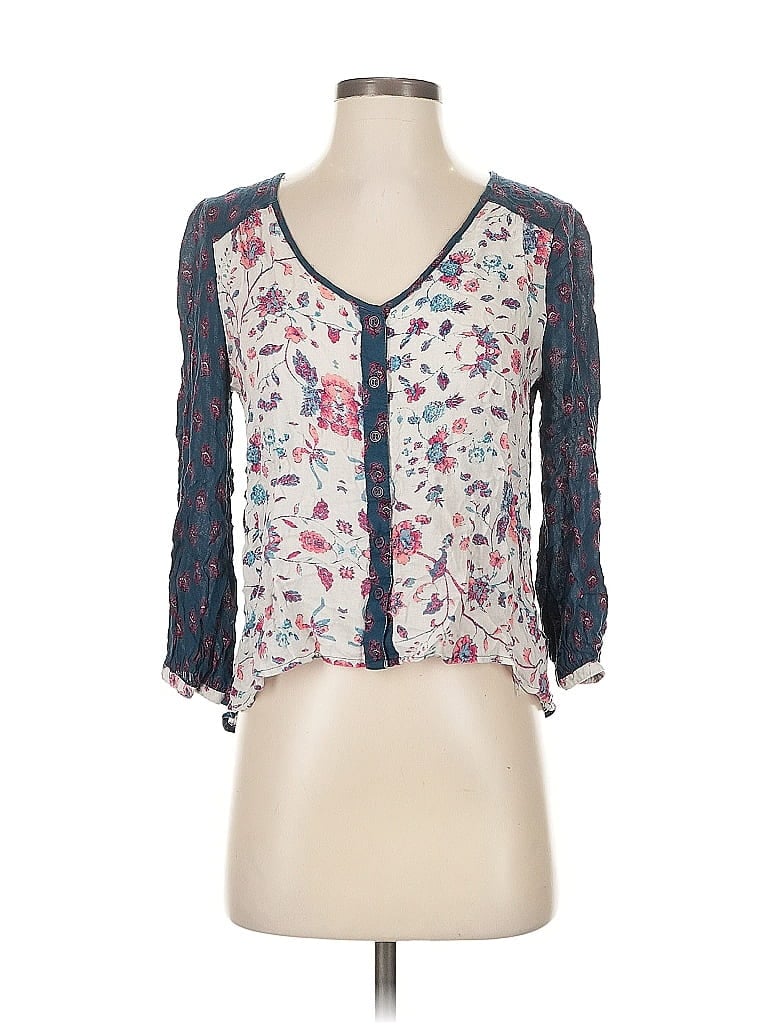 Pre-owned Ecote 3/4 Sleeve Blouse In Blue