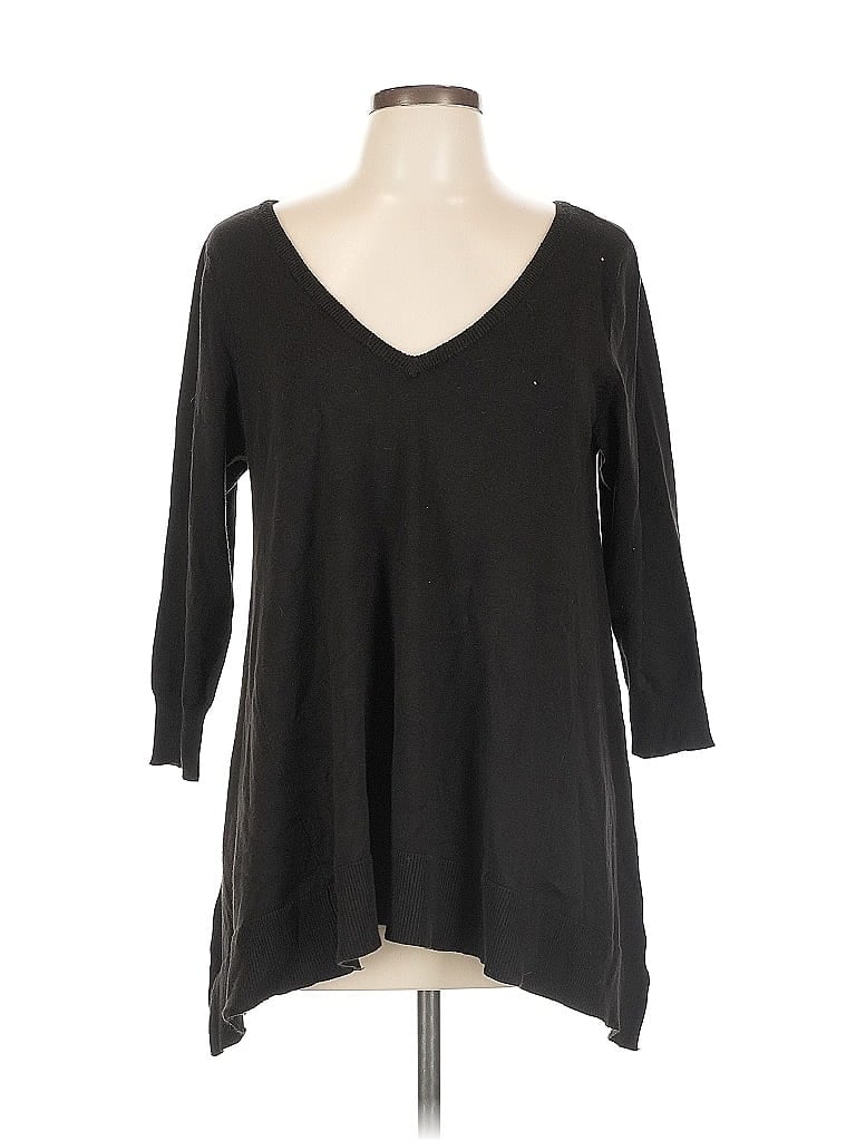 Pre-owned Maurices 3/4 Sleeve Top Black V Neck Tops
