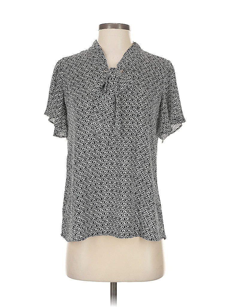 Pre-owned Ann Taylor Loft Short Sleeve Blouse In Gray