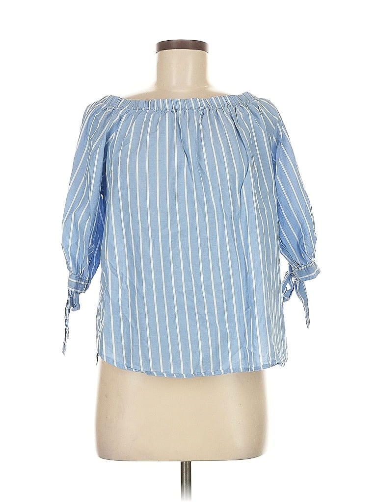 Click to view more detailed imagery on our partner's website Pre-owned H&m L.o.g.g. 3/4 Sleeve Blouse In Blue