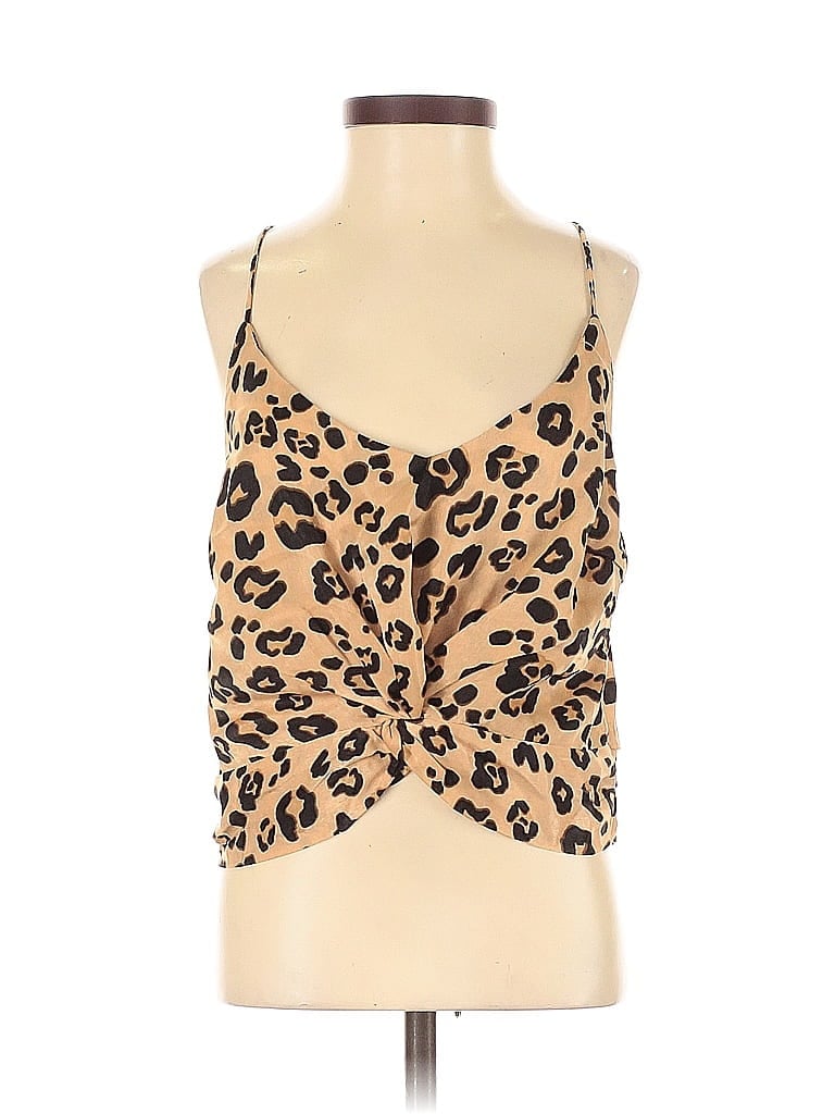 Pre-owned Olivaceous Sleeveless Top Tan Halter Neckline Tops In Brown