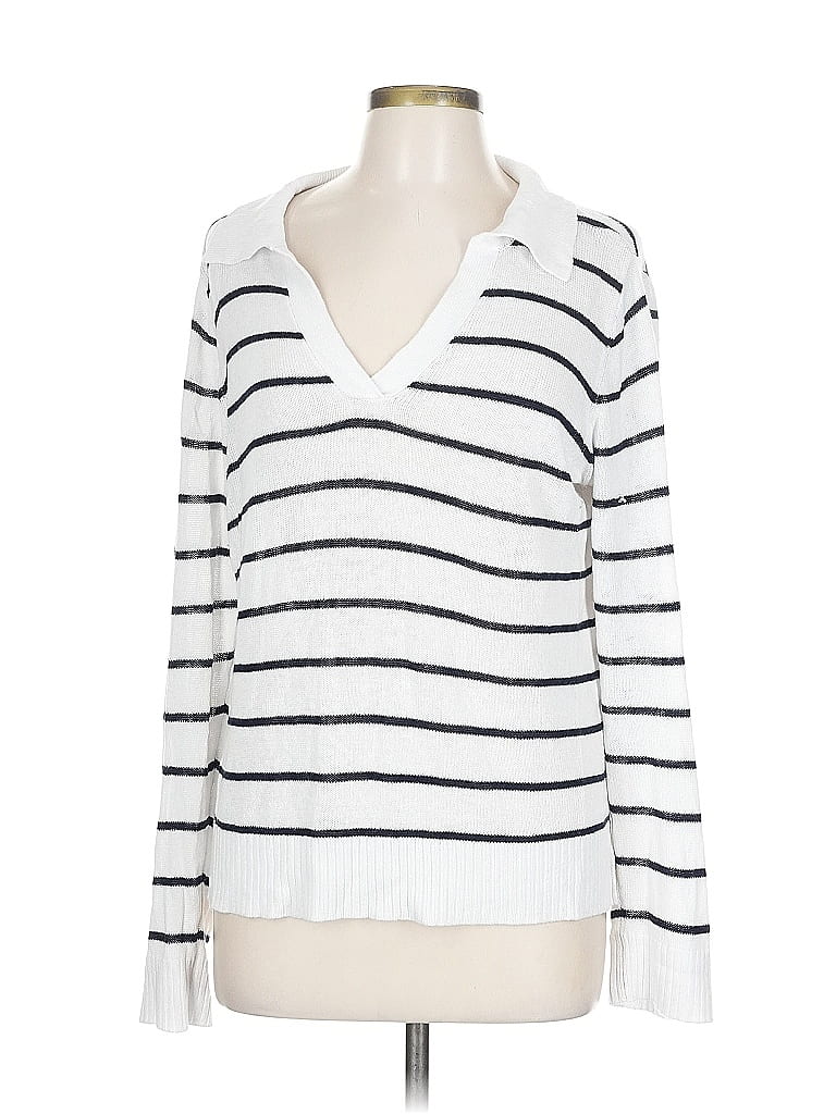 Pre-owned H By Halston Long Sleeve T-shirt In White