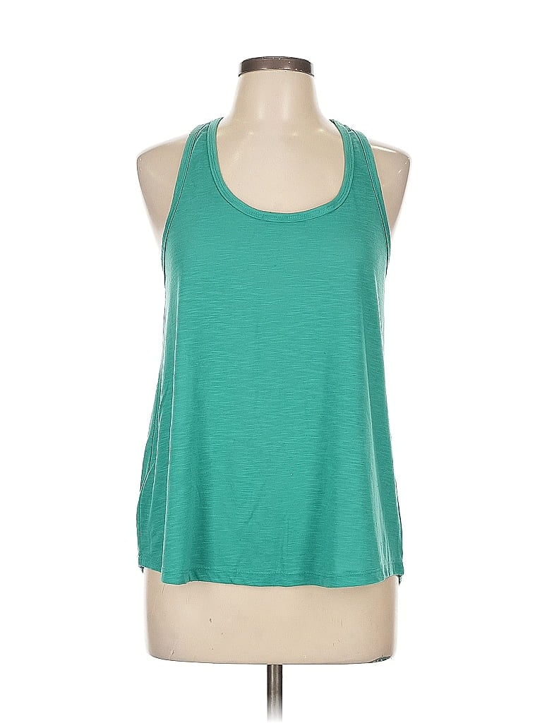 BASICS Pre-owned Tank Top Teal Halter Neckline Tops In Blue