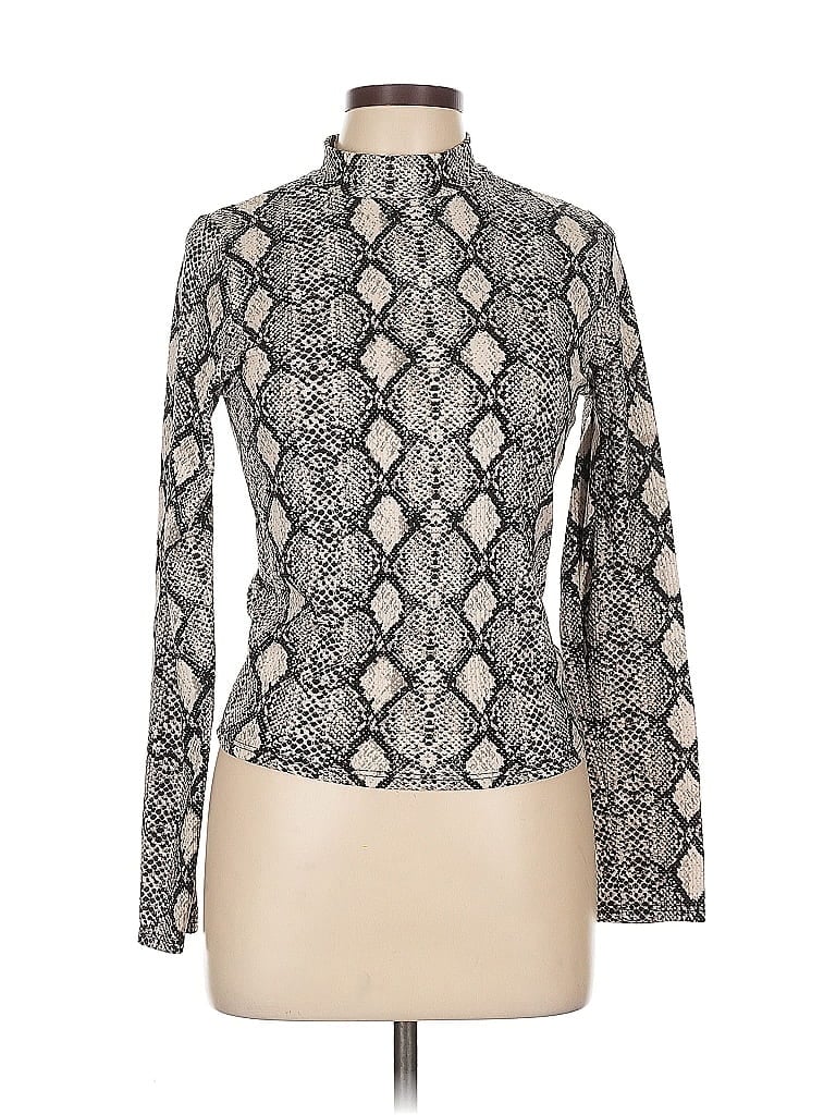 Pre-owned Caution To The Wind Long Sleeve Turtleneck In Silver