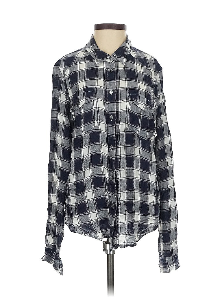Pre-owned Paige Long Sleeve Button Down Shirt In Blue