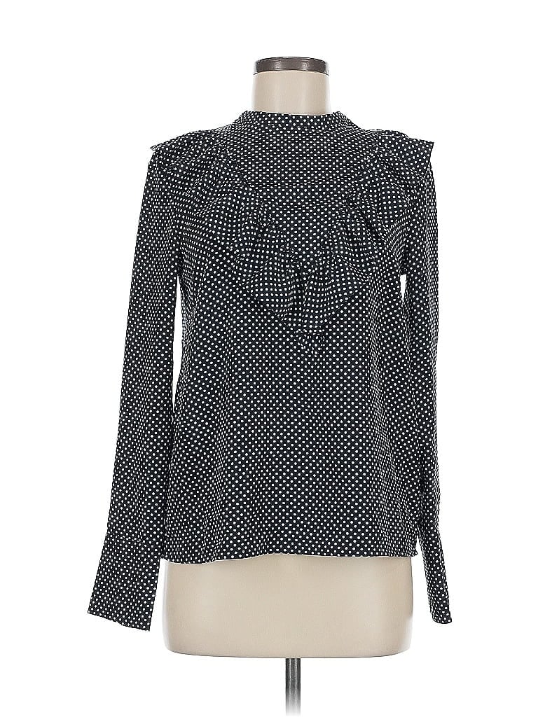 Pre-owned H&m Long Sleeve Blouse In Black