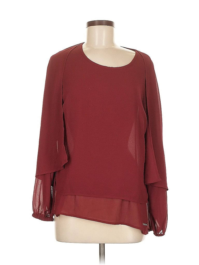 Pre-owned Michael Michael Kors Long Sleeve Blouse In Burgundy
