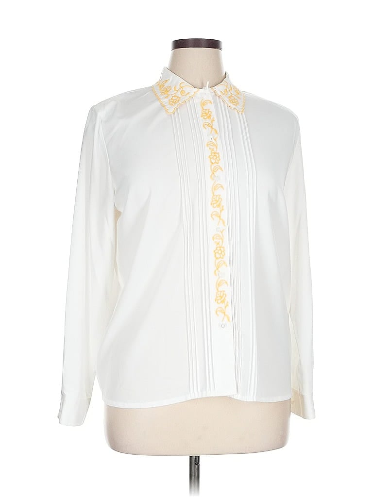 Pre-owned Modern Essentials Long Sleeve Blouse In White