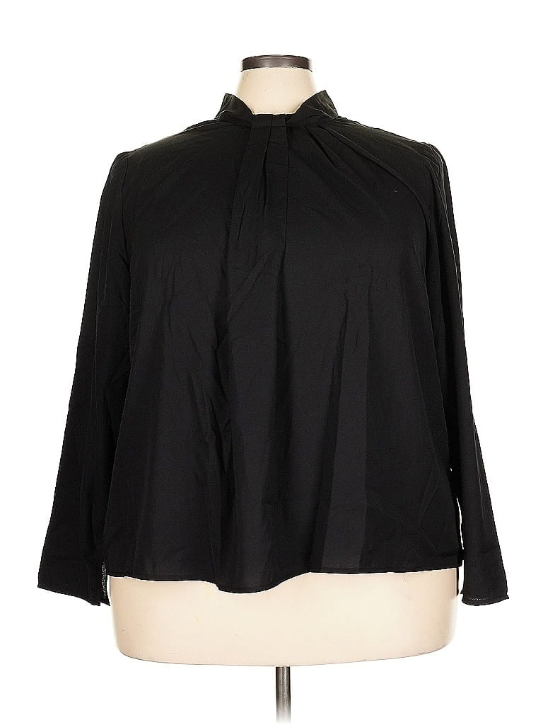 Pre-owned Eloquii Long Sleeve Blouse In Black