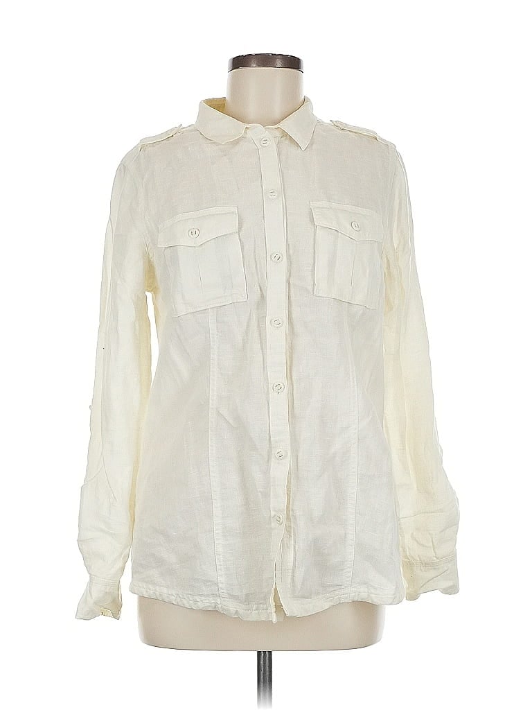 Pre-owned Eddie Bauer Long Sleeve Button Down Shirt In White