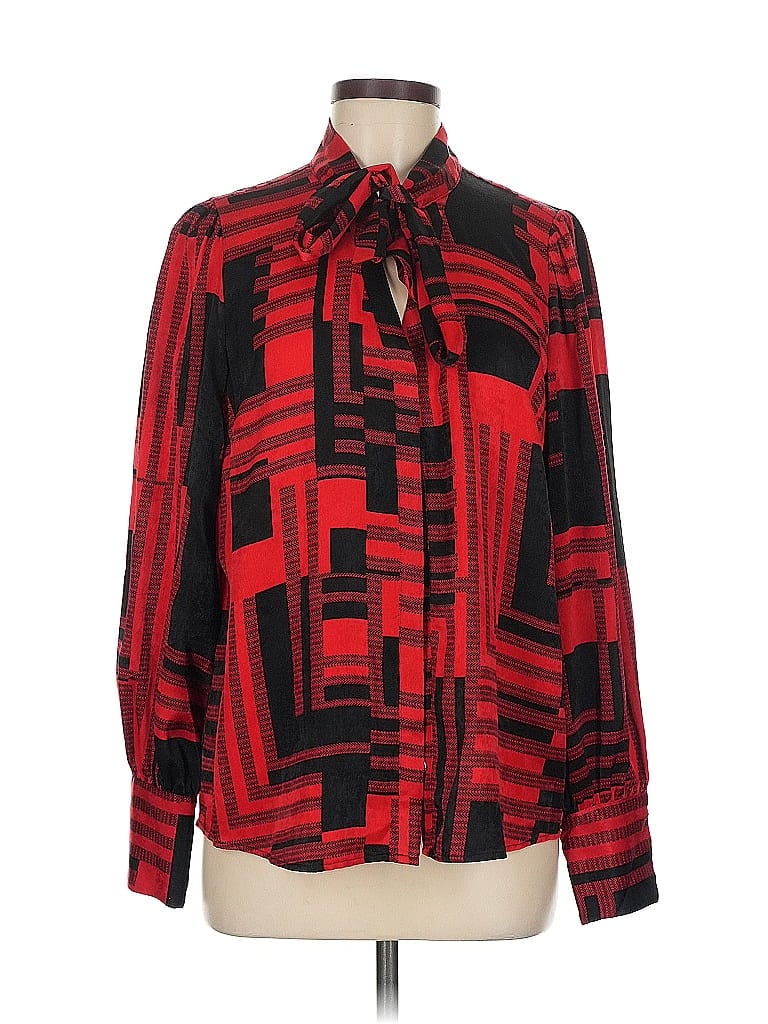Pre-owned Investments Long Sleeve Blouse In Red