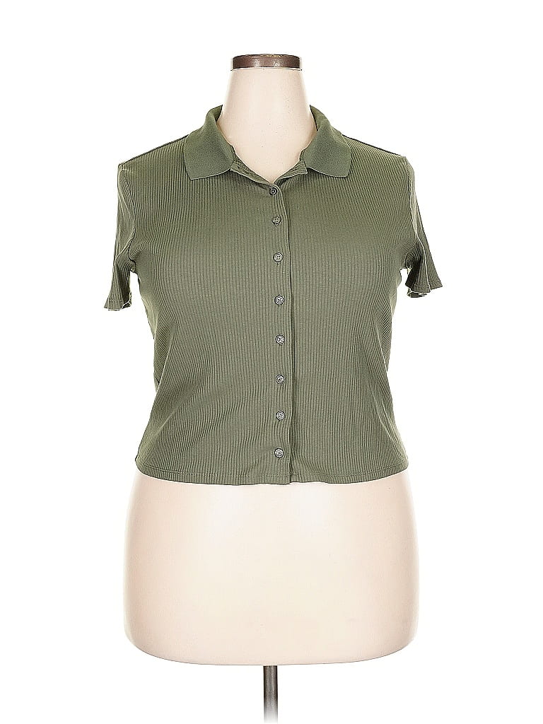 Pre-owned No Boundaries Short Sleeve Blouse In Green