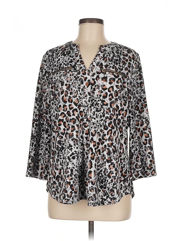 Click to view more detailed imagery on our partner's website Pre-owned Nanette Lepore 3/4 Sleeve Blouse In Silver