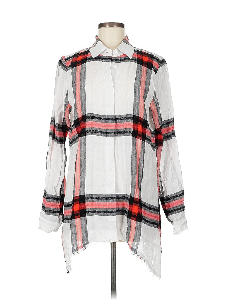 Worth New York Plaid White Long Sleeve Blouse Size M - photo 1