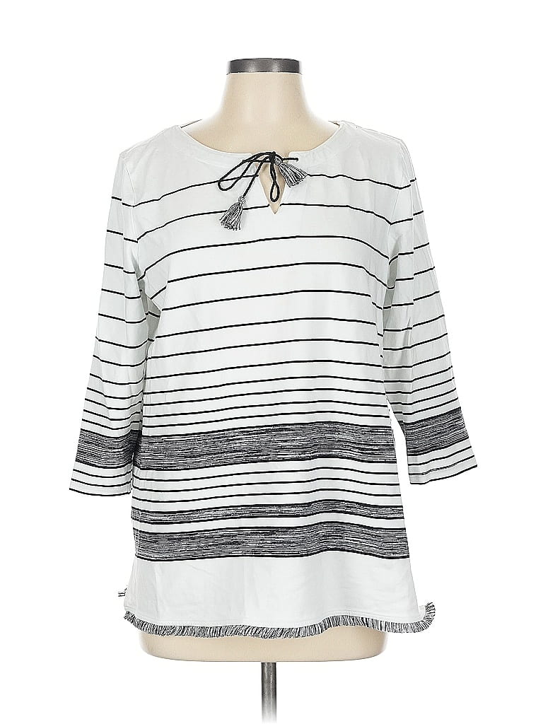 Pre-owned T By Talbots 3/4 Sleeve Top Gray Boatneck Tops