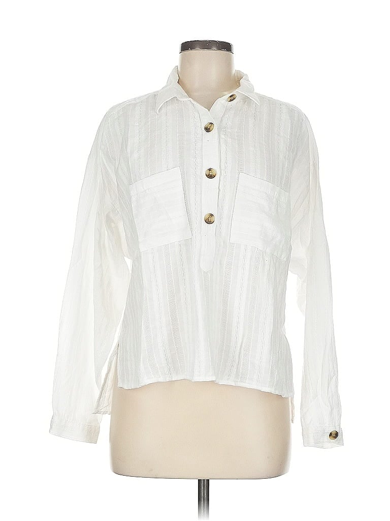 Pre-owned Ann Taylor Loft Long Sleeve Button Down Shirt In White