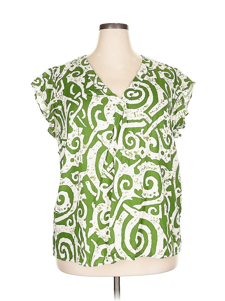 Pre-owned Haute Hippie Short Sleeve Blouse In Green