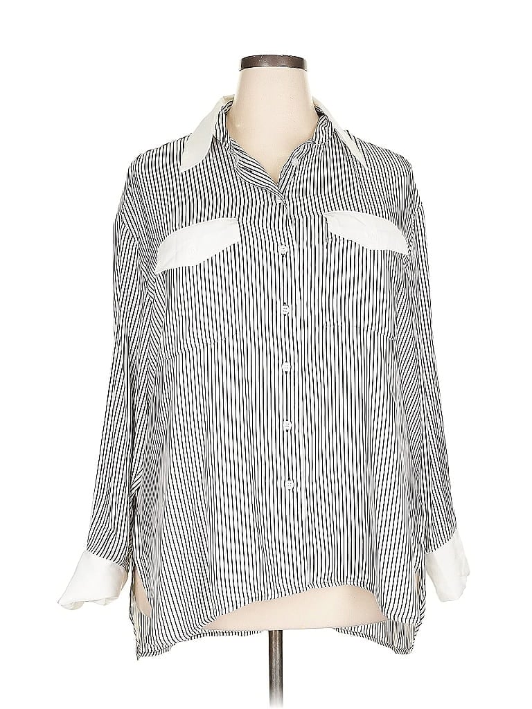 Pre-owned Lane Bryant 3/4 Sleeve Blouse In Gray