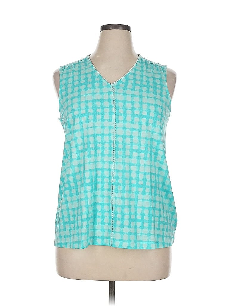 Click to view more detailed imagery on our partner's website Pre-owned Lands' End Tank Top Teal Halter Neckline Tops In Blue