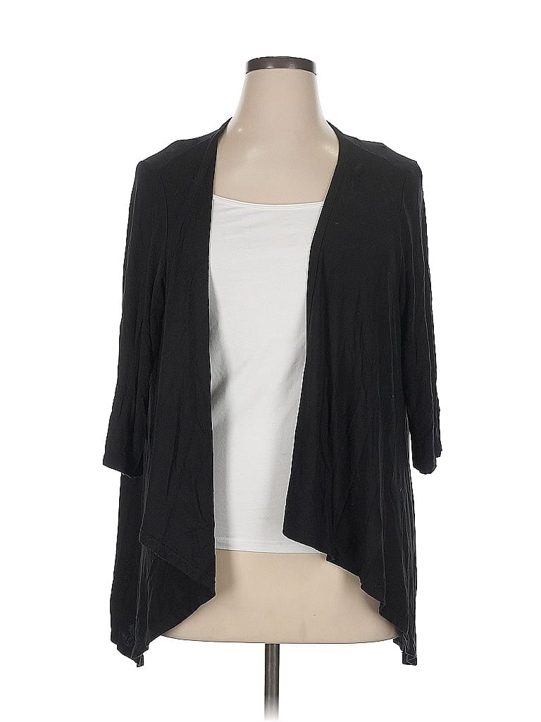 Pre-owned 24seven Comfort Apparel Cardigan Sweater In Black