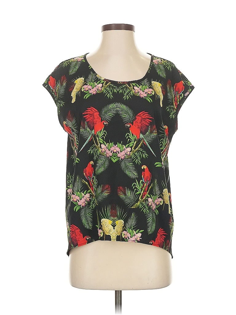 Pre-owned Mng Short Sleeve Blouse In Green
