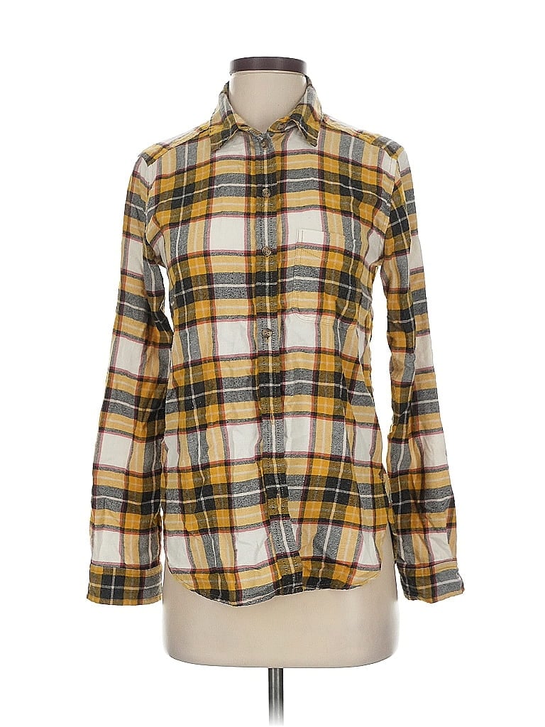 Pre-owned American Eagle Outfitters Long Sleeve Button Down Shirt In Yellow