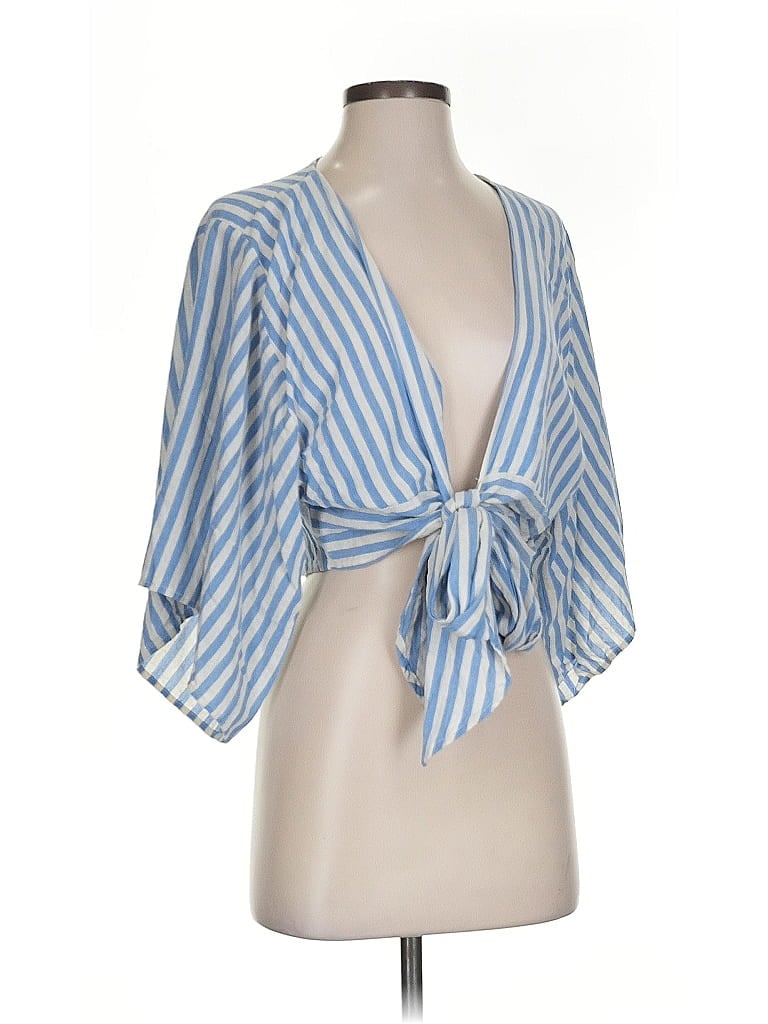 Pre-owned Assorted Brands Tank Top Blue Plunge Neckline Tops