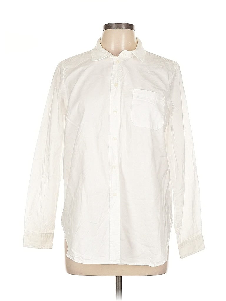 Pre-owned Old Navy Long Sleeve Button Down Shirt In White