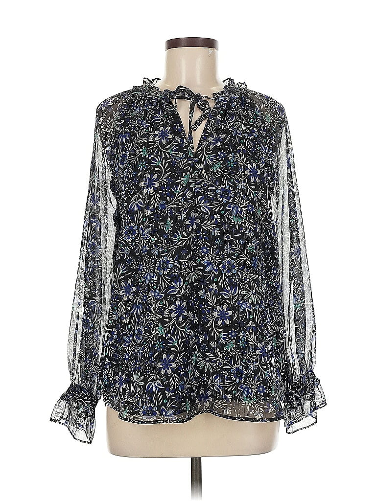 Pre-owned Ann Taylor Loft Long Sleeve Blouse In Blue