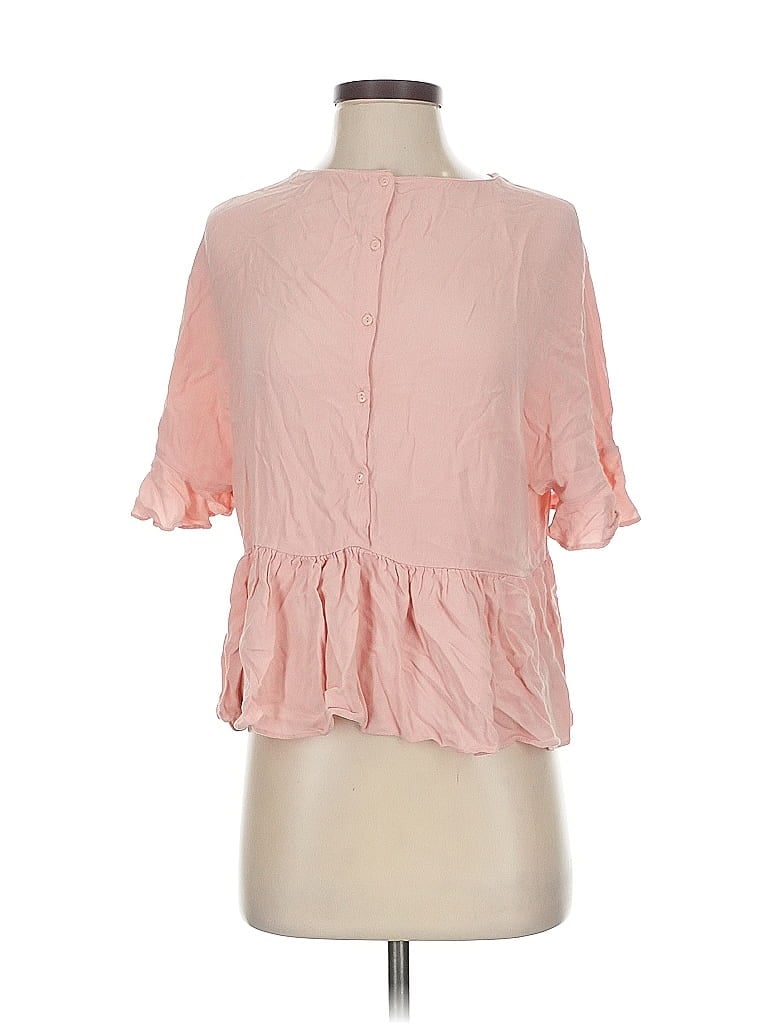 Pre-owned Zara Trf Short Sleeve Blouse In Pink